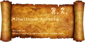 Mihalicsek Koletta névjegykártya